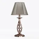 Modern Brass Linen Table Lamp with Intricate Metal Base 3D Model Left 45 Degree View