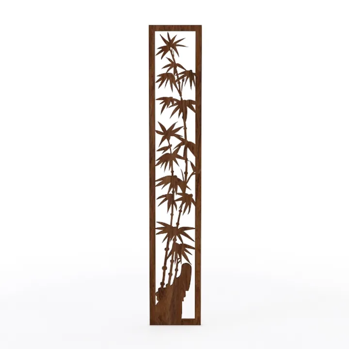 Natural Solid Wood Bamboo Carved Decorative Screen Partition 3D Model
