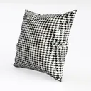 Houndstooth Fabric Throw Pillow Classic Decorative 3D Model Left 45 Degree View