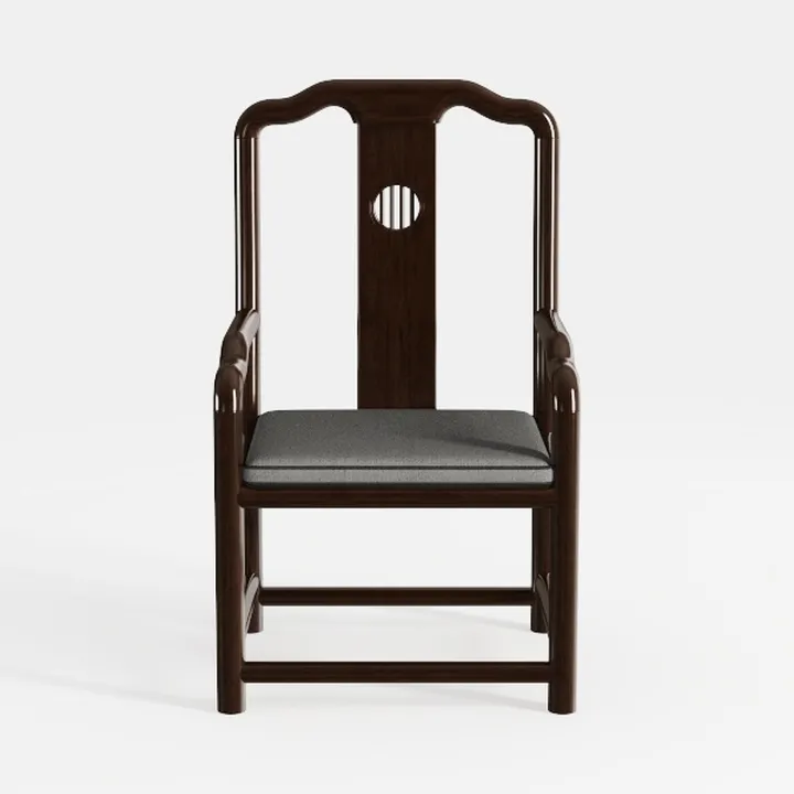 Minimalist Solid Wood Fabric Upholstered Armchair 3D Model