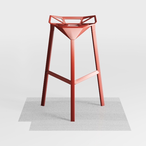 Tresse 18 in. Orange Backless Square Plastic Dinin