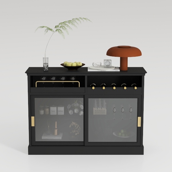 WLIVE 3-Sided Glass Electric Fireplace TV Stand