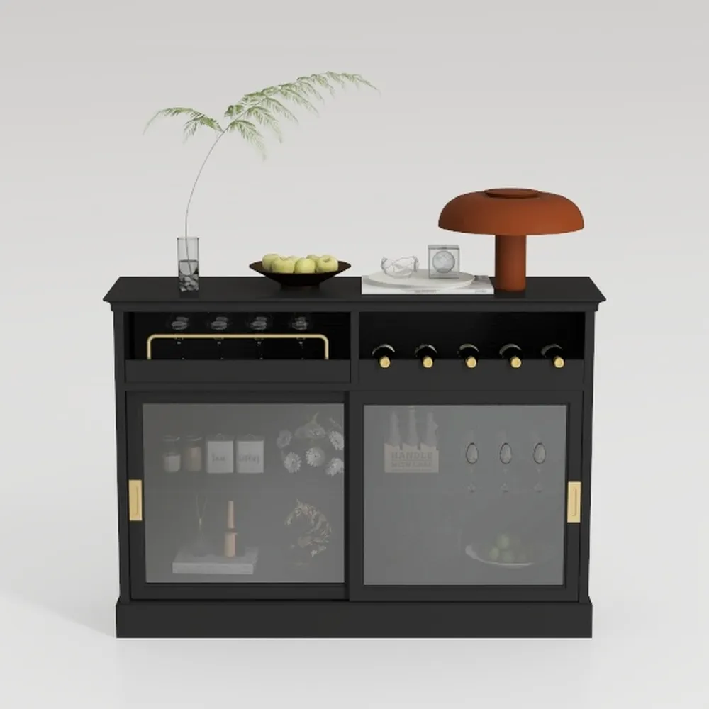 WLIVE 3-Sided Glass Electric Fireplace TV Stand