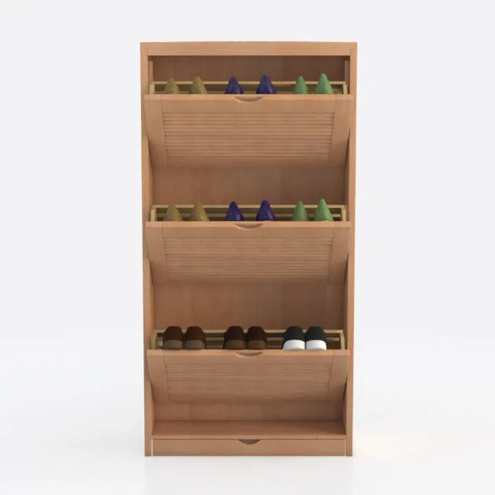 Minimalist Solid Wood Shoe Storage Cabinet 3D Model