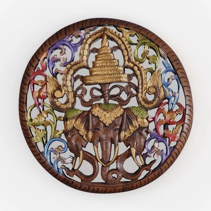 (4330) 60cm Elephant Trunk Wealth Round Carving Board