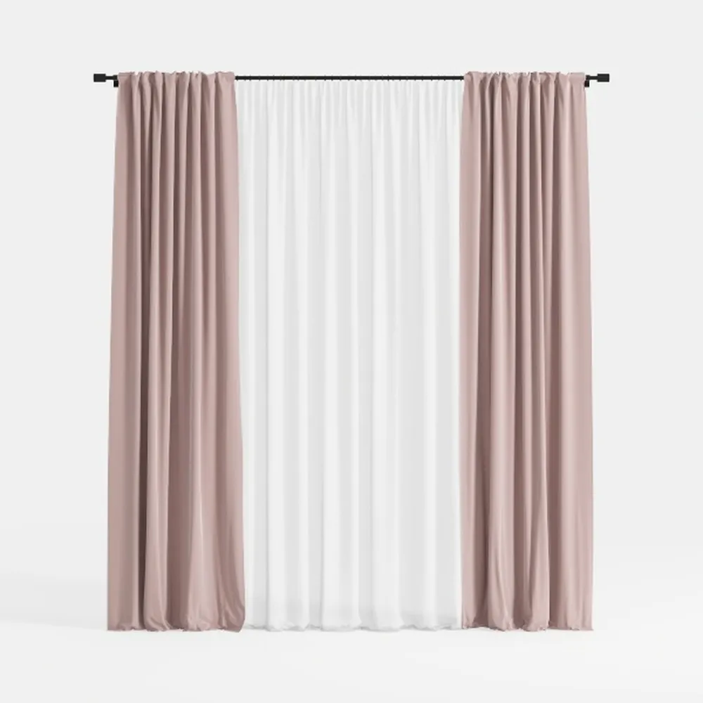 SMILETIME Pink 96in Long Velvet Curtains with Rod 