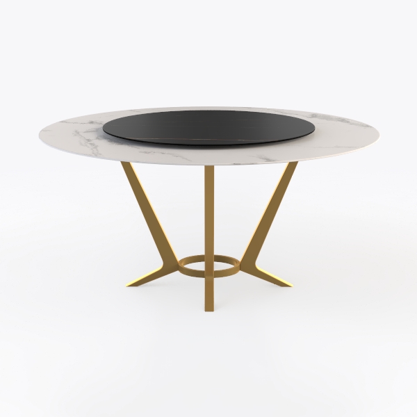 59.05 in. Modern Round Black Rotary Lazy Susan Sin