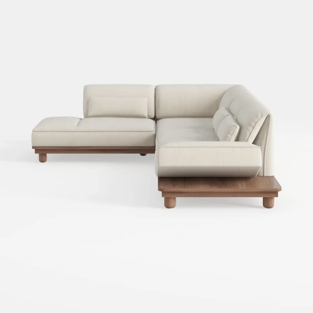 Upholstered Modular L-Shaped Sofa with Removable