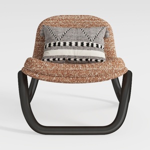 Bohemian Fabric Upholstered Rocking Chair With Decorative Pillow 3D Model
