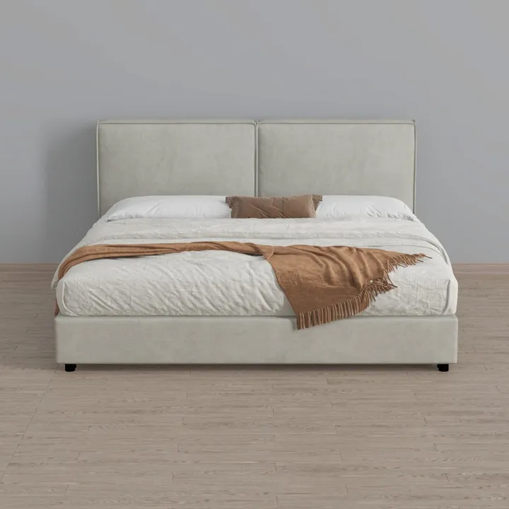 Minimalist Velvet Upholstered King Size Bed 3D Model