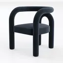 Modern Minimalist Navy Velvet Accent Chair 3D Model Left 45 Degree View
