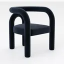 Modern Minimalist Navy Velvet Accent Chair 3D Model Right 45 Degree View