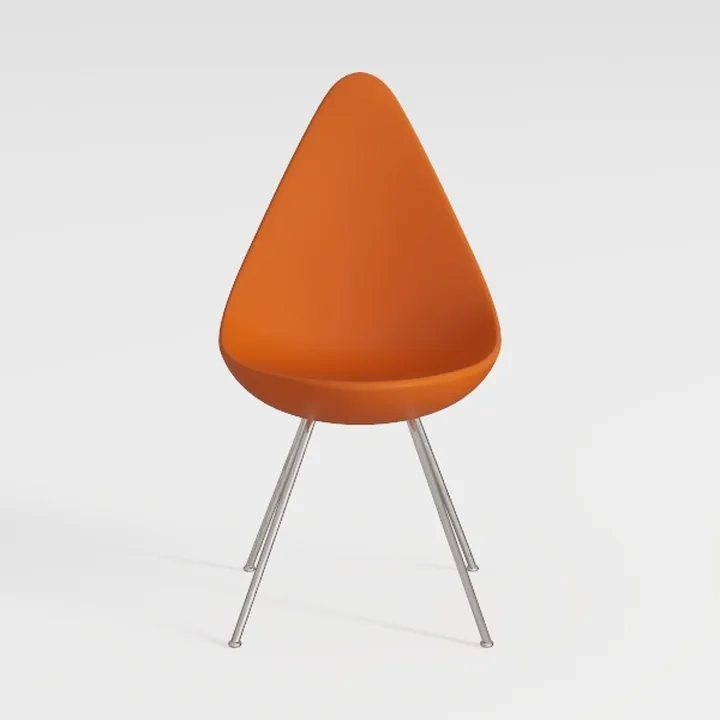 Modern Minimalist Orange Plastic Metal Dining Chair 3D Model