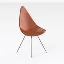 Modern Minimalist Orange Plastic Metal Dining Chair 3D Model Right 45 Degree View