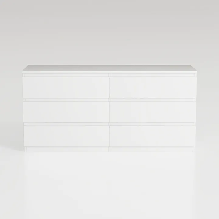 White Dresser for Bedroom,48 Inch Wide 6 Drawers 