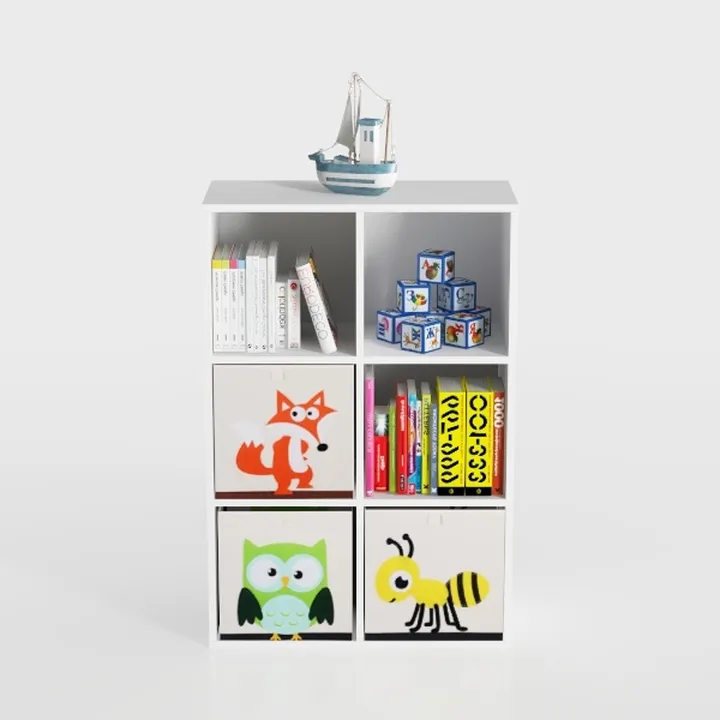 White Kids Bookshelf Wood Montessori Toy Storage
