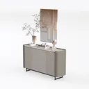 Modern Minimalist Fluted Panel Metal Frame Sideboard Cabinet 3D Model Left 45 Degree View