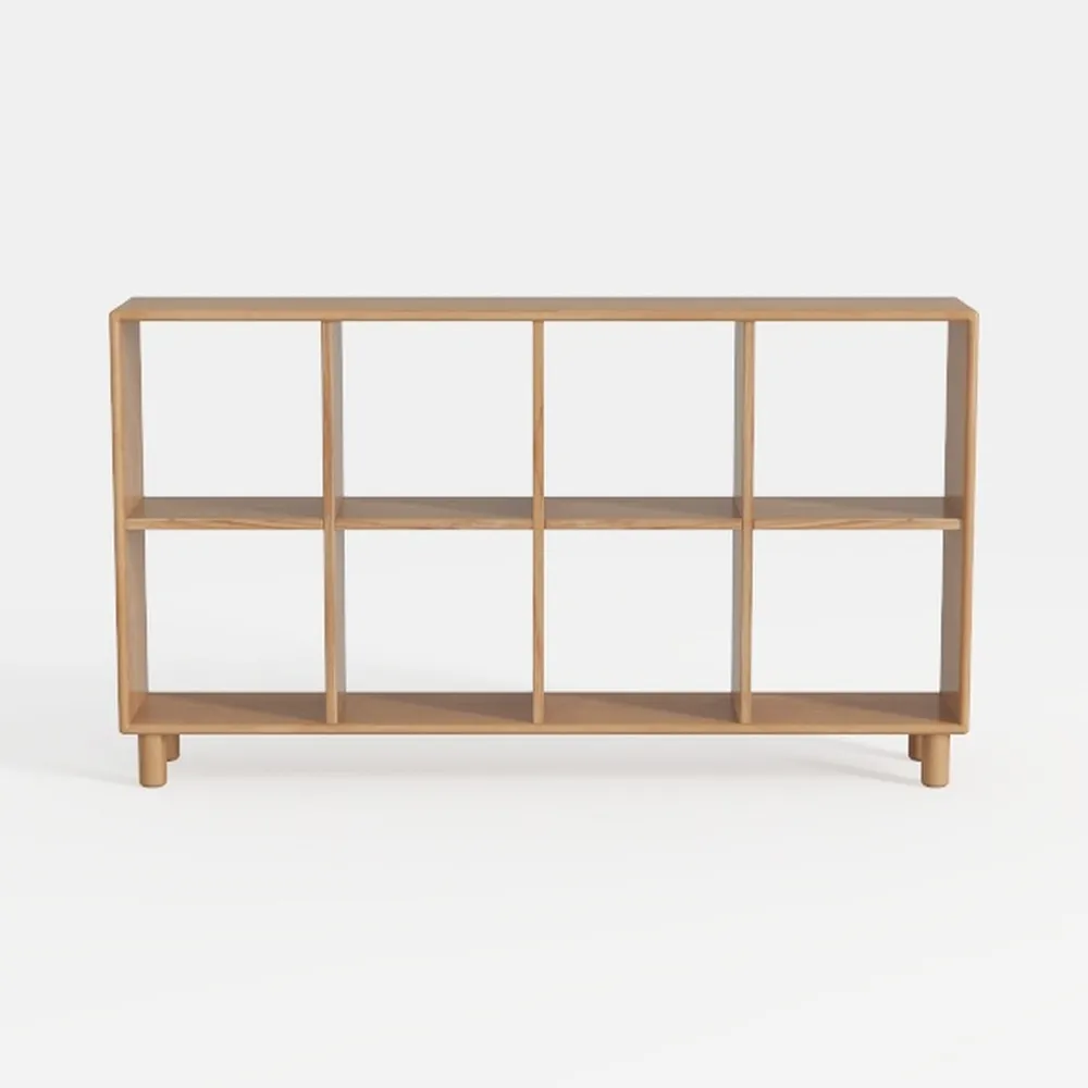 Tangkula 6 Cube Low Bookshelf, 2-Tier Short Wood