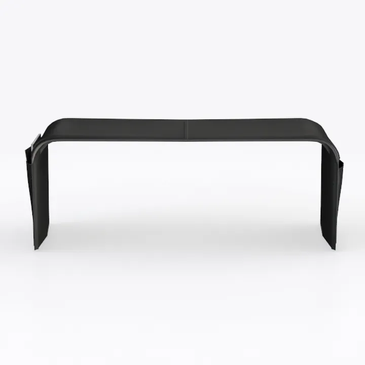 Minimalist Black Leather Upholstered Bench 3D Model