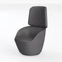 Minimalist Dark Gray Fabric Accent Chair 3D Model Left 45 Degree View