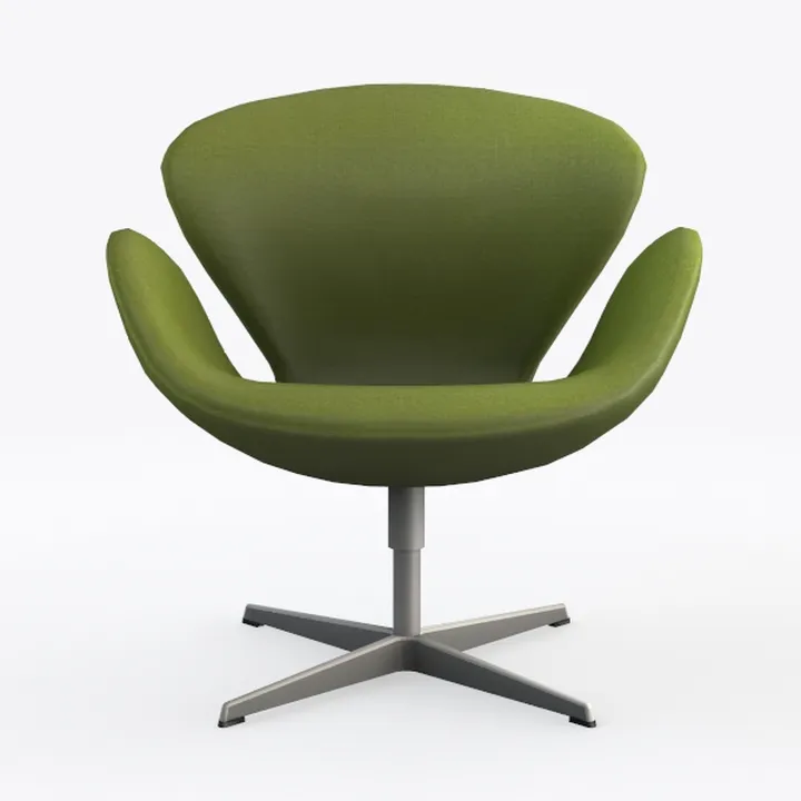 Modern Olive Green Fabric Metal Swivel Armchair 3D Model