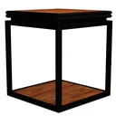 Modern Black Metal Walnut Wood End Table With Lower Shelf 3D Model Left 45 Degree View