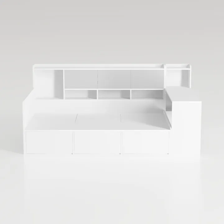 Minimalist White Solid Wood Multi functional Storage Cabinet with Shelves 3D Model
