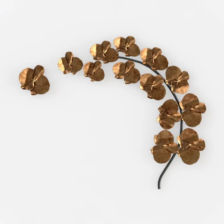 Brass Orchid Floral Wall Art Decor 3D Model