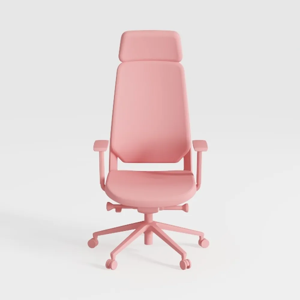 Pink Ergonomic Office Chair with Adjustable Headre