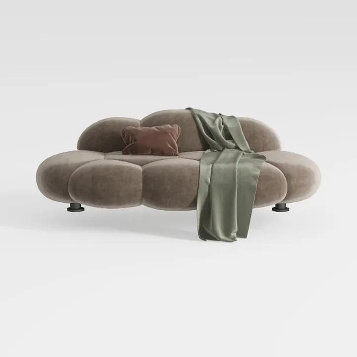 ERYE 3 Seats Teddy Fleece Boucle Freestanding Sofa
