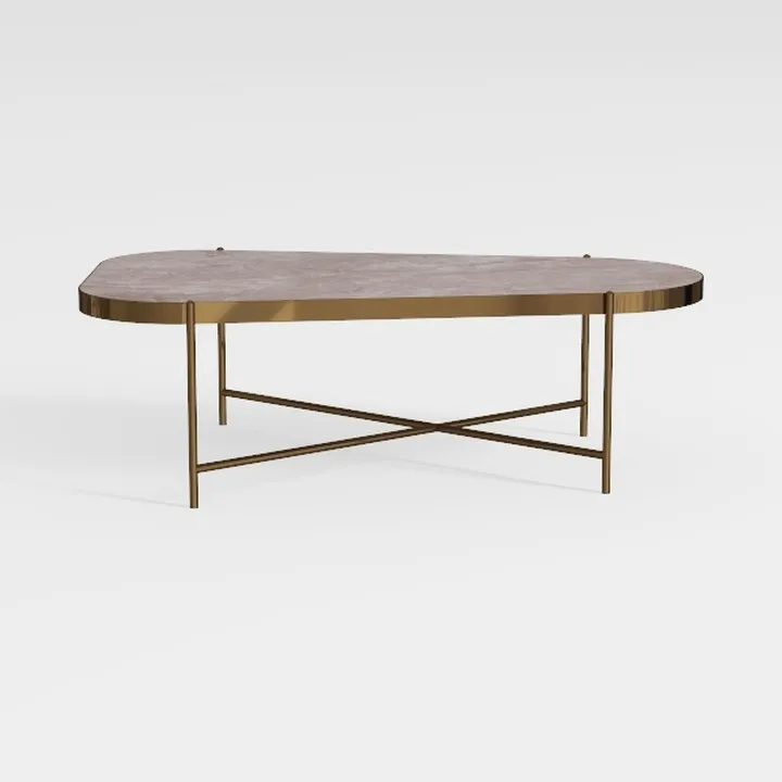 Modern Marble Top Brass Frame Irregular Coffee Table 3D Model