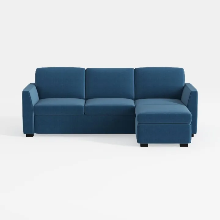 Minimalist Navy Blue Fabric Sectional Sofa 3D Model