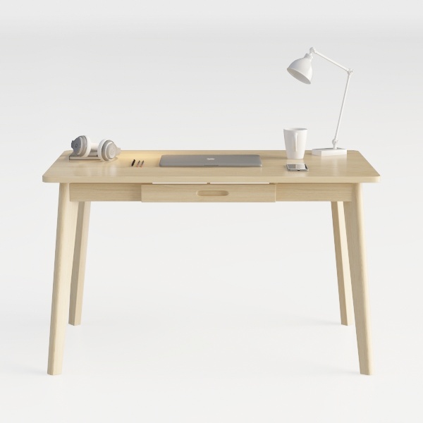 Topjia Mid Century Desk with Drawers,Solid Wood Ho