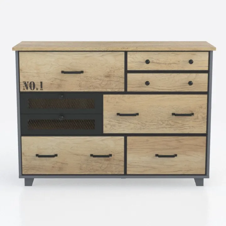 4 Drawer Dresser, Black Wooden Rattan Dresser