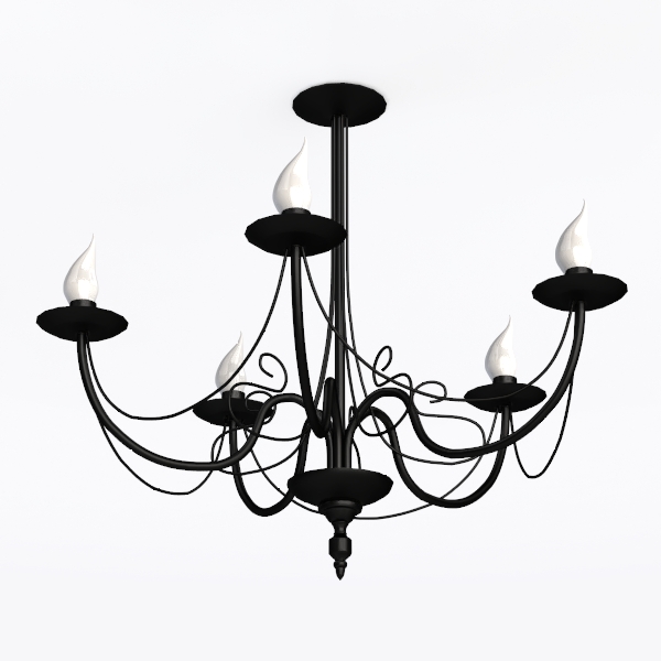 6-Light Black Wagon Wheel Chandelier, Modern 
