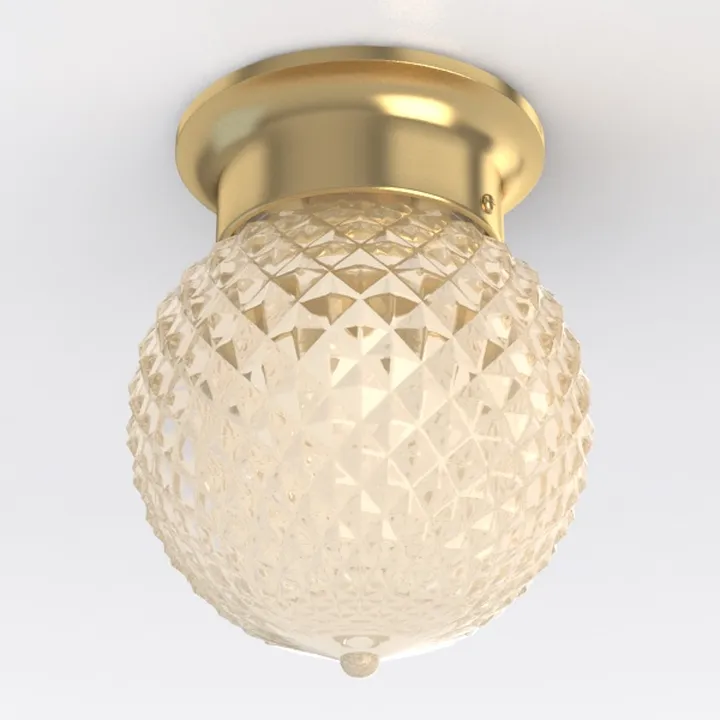 Brass Glass Vintage Flush Mount Ceiling Lamp 3D Model