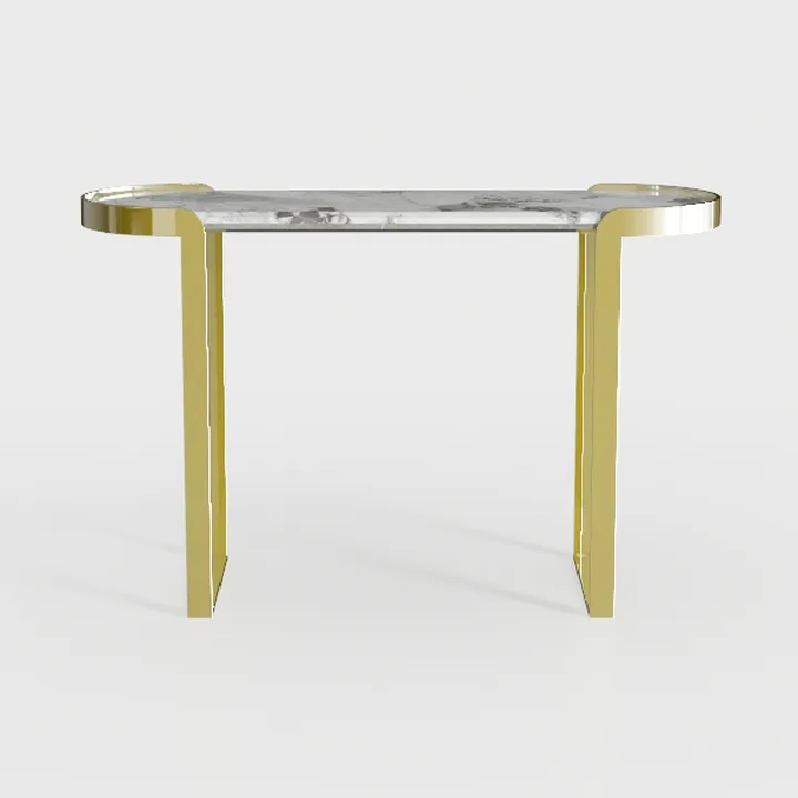 Tribesigns Modern Gold White Console Table with
