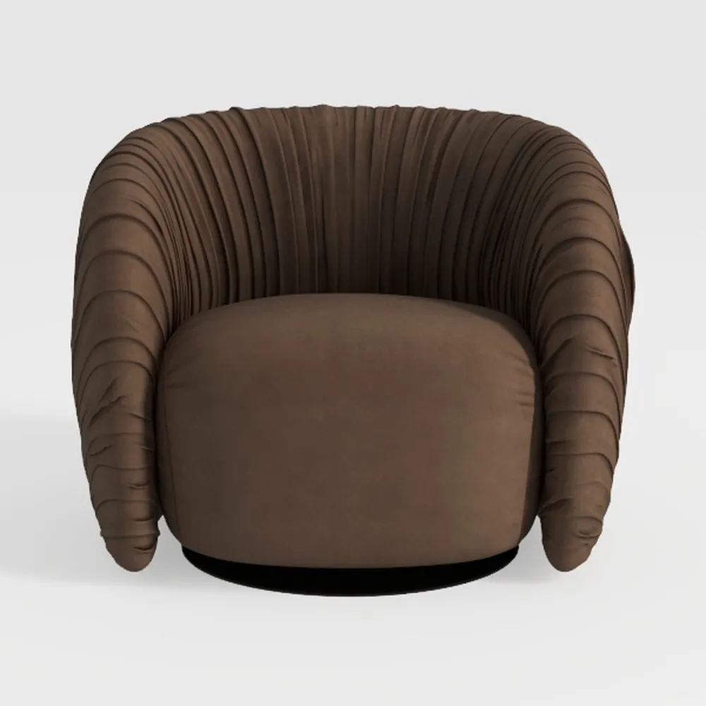 Tov Furniture Jordan Cognac Velvet Swivel Chair