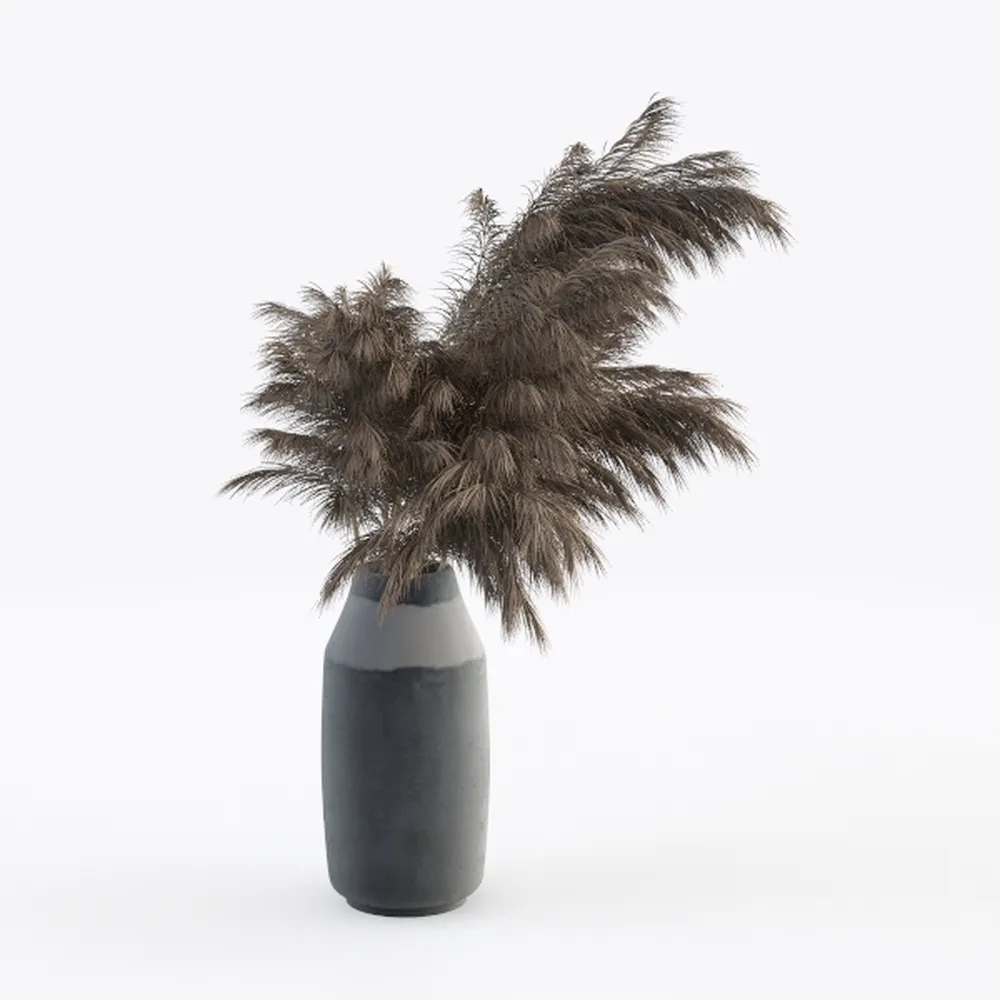 Rustic Ceramic Vase, 13.4" Black Farmhouse Tall