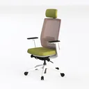 Modern Mesh Fabric Office Chair With Adjustable Headrest 3D Model Left 45 Degree View