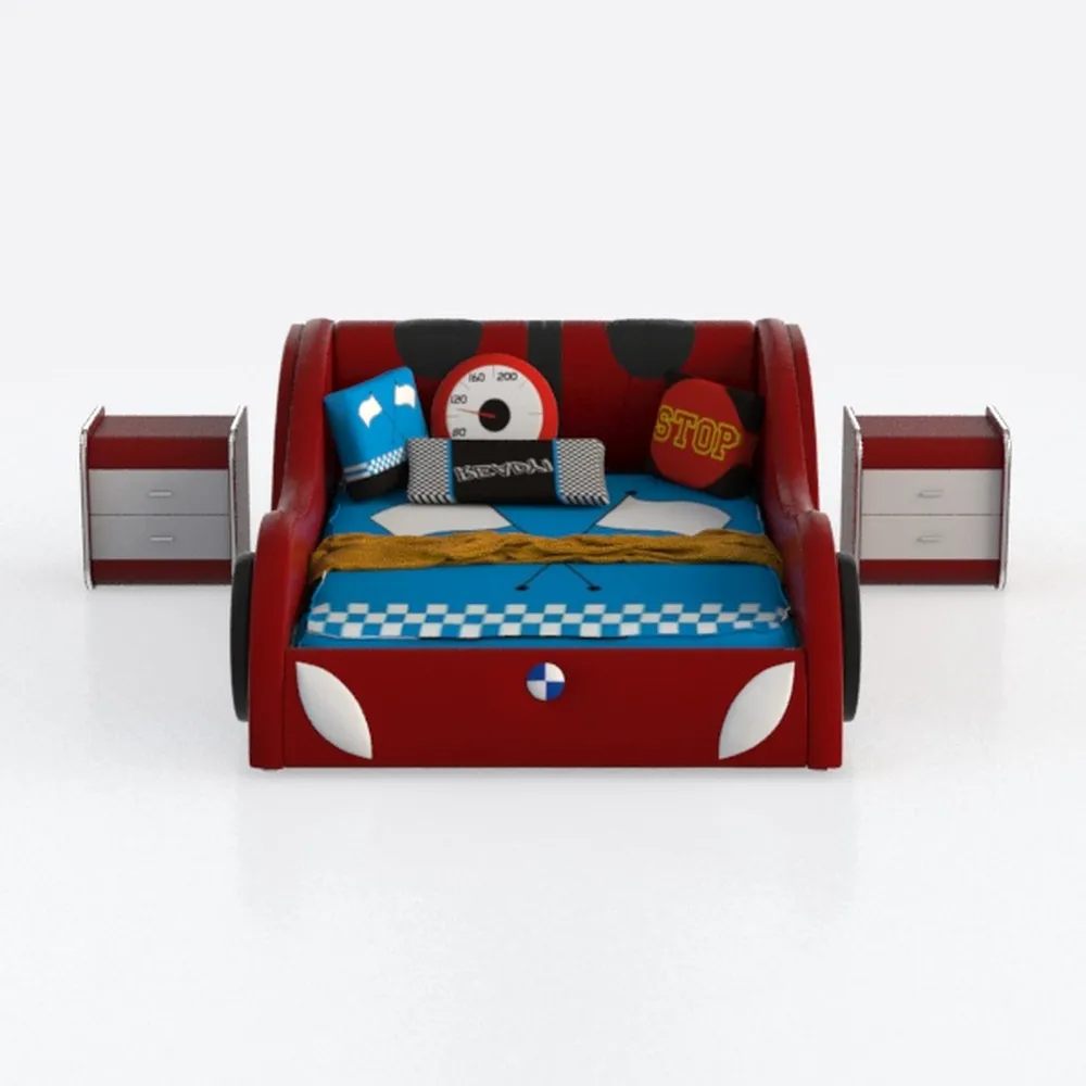 Cilek Race Cup Twin Race Car Bed Frame with Pull-O