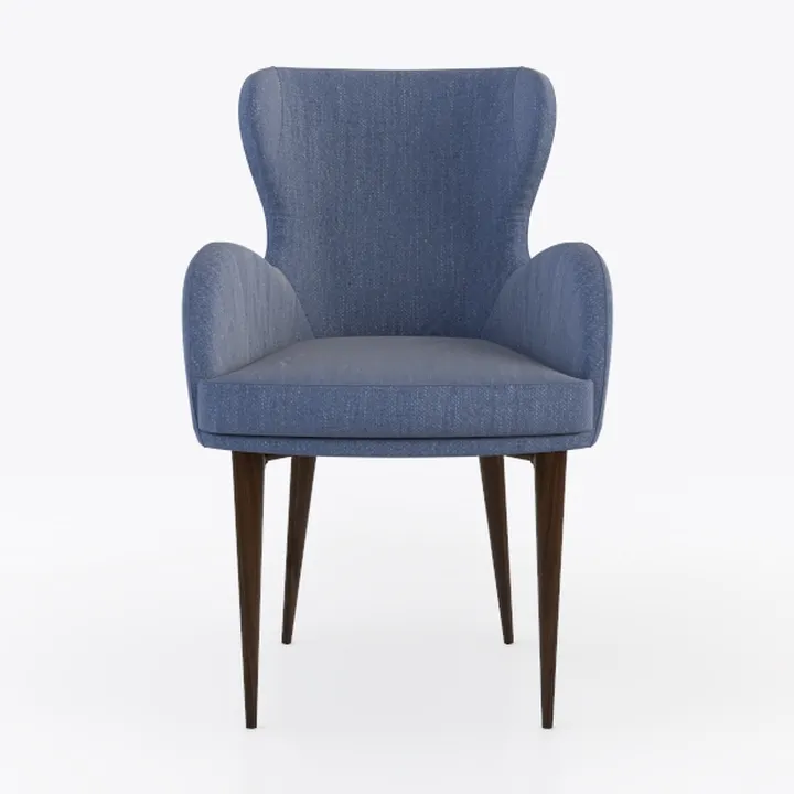 Modern Blue Fabric Upholstered Wingback Armchair 3D Model