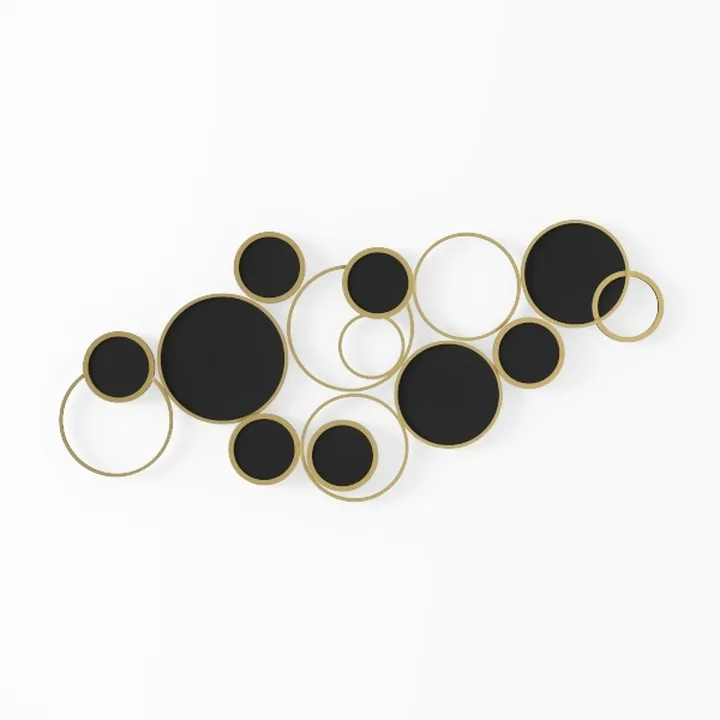 Modern Gold Metal Black Circular Wall Art Decor 3D Model