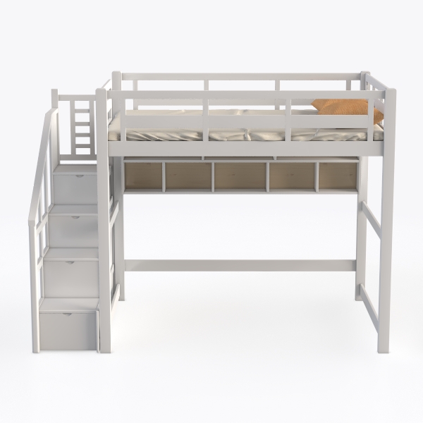DHP Moon Bay Traditional Pine Wood Loft Bed Frame 