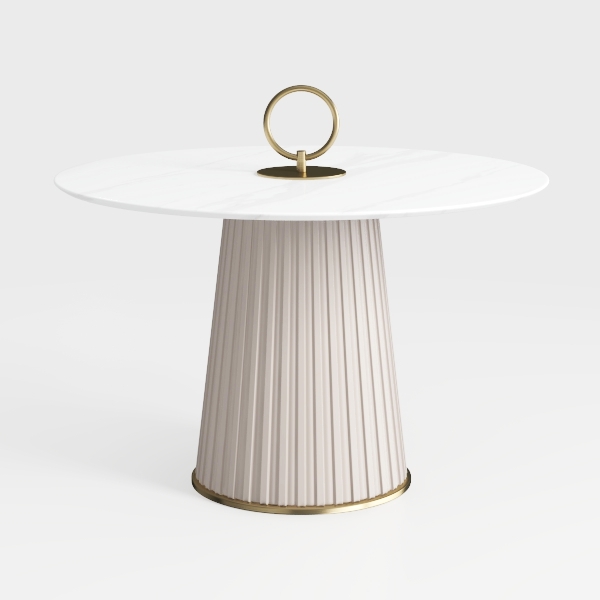 Dining Table with MDF Finish Tabletop,Round Dining