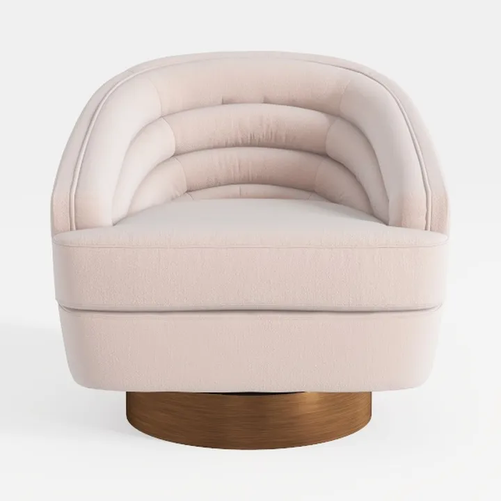 Modern Blush Fabric Upholstered Swivel Armchair 3D Model