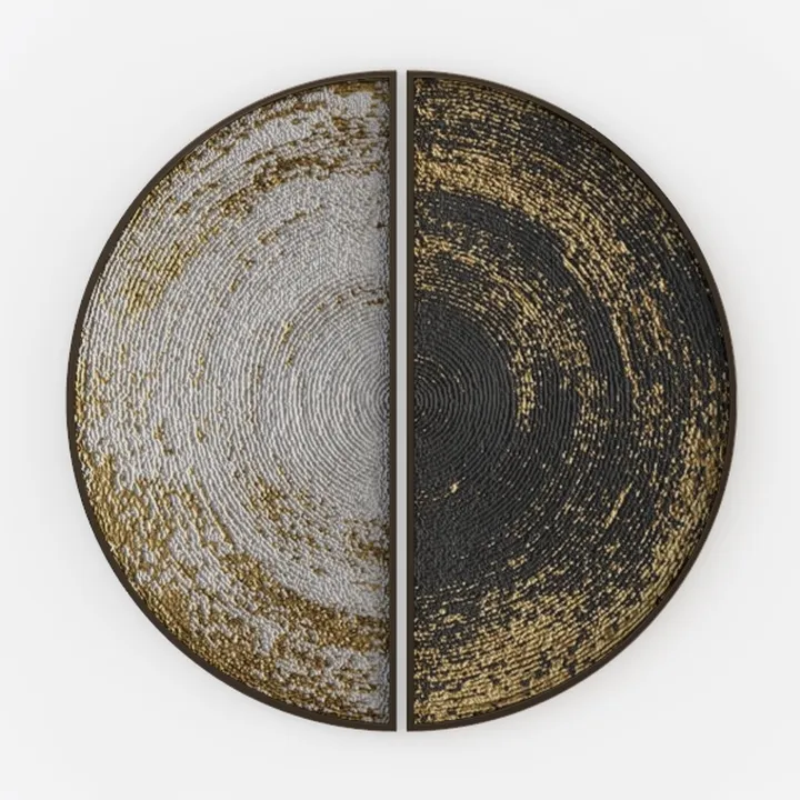 Modern Gold Accent Round Wall Art Decor 3D Model