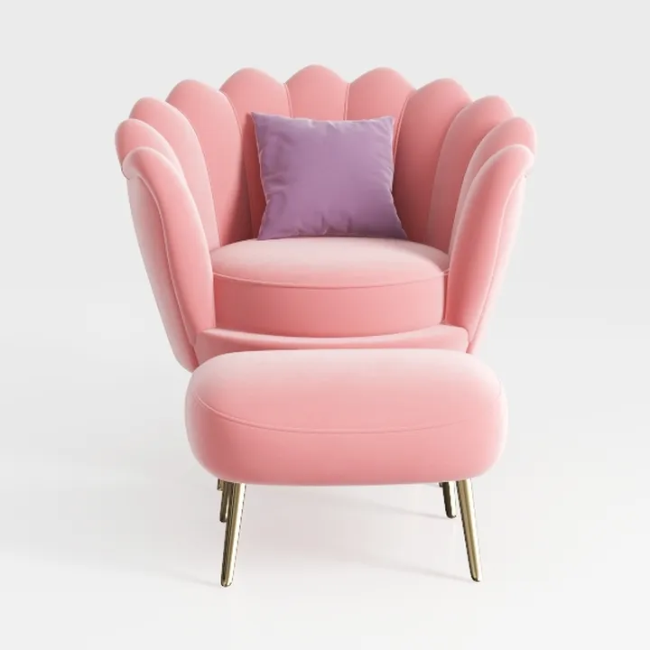 MoNiBloom Purple Accent Chair with Ottoman, Living