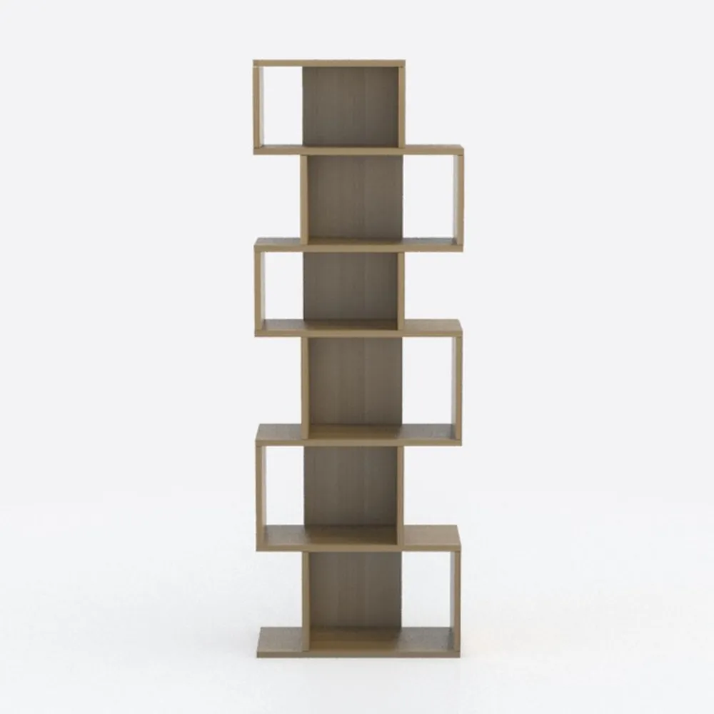 Tangkula 6-Tier S-Shaped Bookshelf, 64"