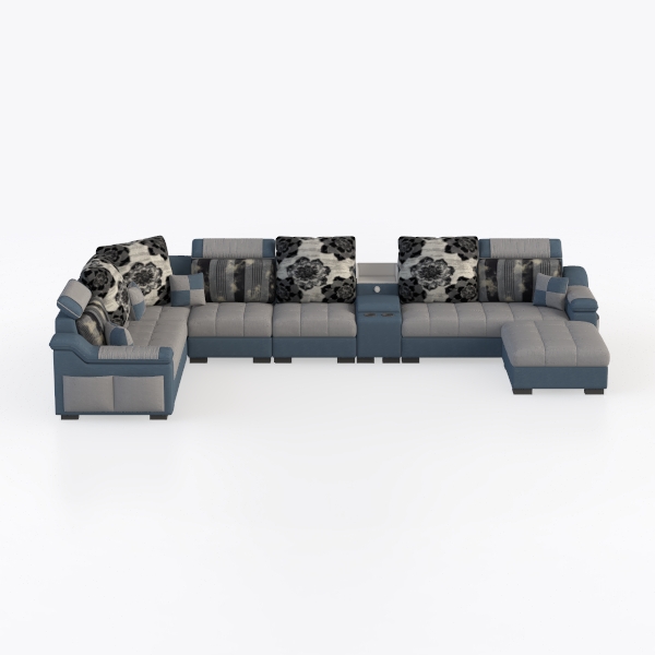 Hybition Sectional Sofa with 2 Ottoman, Chenille L